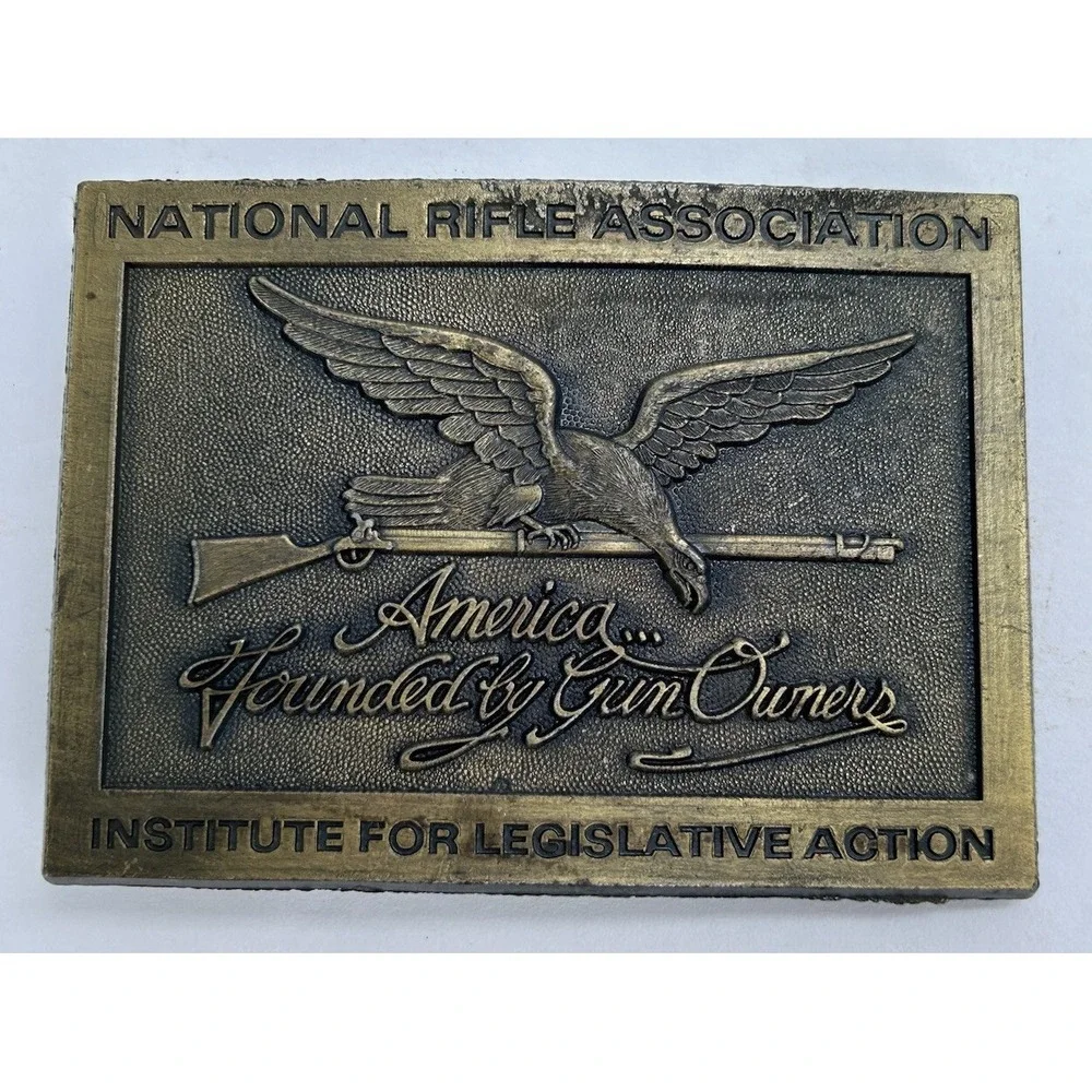 NRA National Rifle Assn Gun‎ Owner 2nd Amendment Right Bear Arm Vtg Belt Buckle